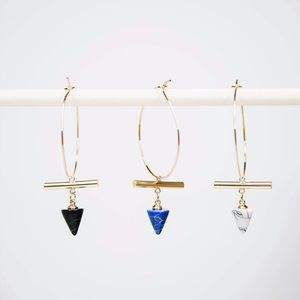 Fiona Black Marble Natural Stone + Gold Metal Hoop